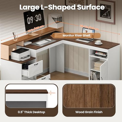 63" Farmhouse L Shaped Executive Desk, view 8
