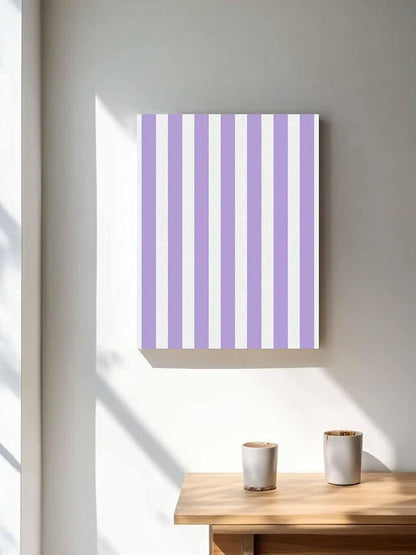 NuYeBiofx Minimalist Light Purple Stripes Canvas Wall Art Prints,48"x32" Framed Picture Artwork Modern Lavender Lines Printed Canvas Oil Painting for Living Room Bedroom Office,Ready to Hang