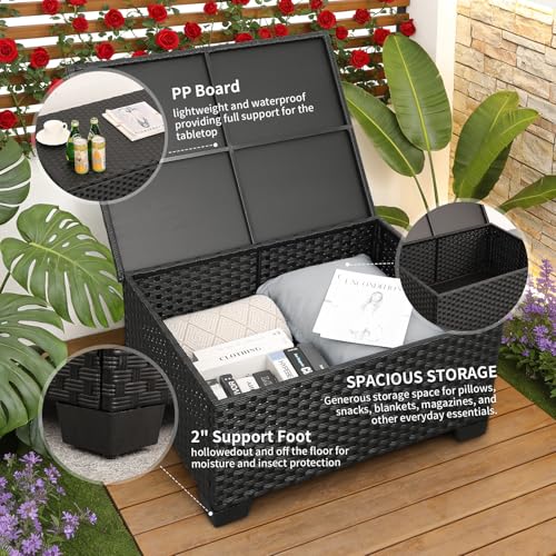 Patio Furniture Sets 7 Pieces Outdoor Furniture Sectional Patio Couches Set with Storage Table Light Grey Cushions