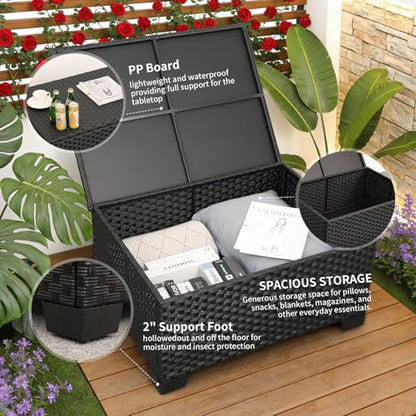 Patio Furniture Sets 7 Pieces Outdoor Furniture Sectional Patio Couches Set with Storage Table Light Grey Cushions