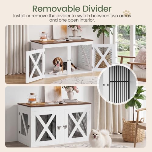 41.3" Dog Crate Furniture with Removable Divider, 3 Doors, view 5