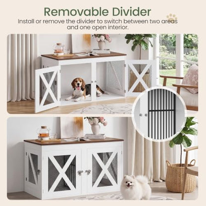 41.3" Dog Crate Furniture with Removable Divider, 3 Doors, view 5