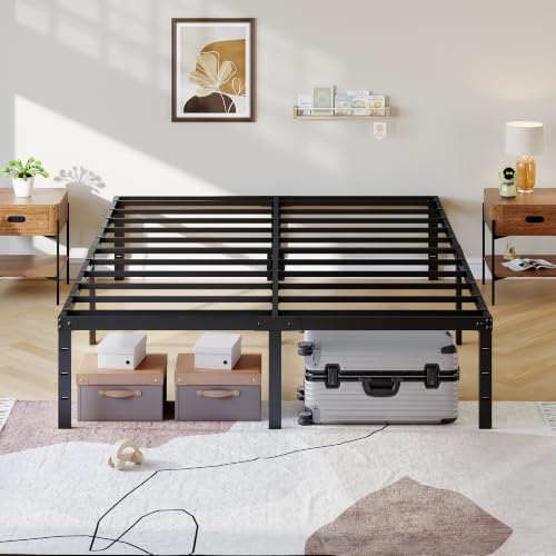 Full Bed Frame, 14 Inch Full Size Metal Platform Bed Frame, Black, view 4