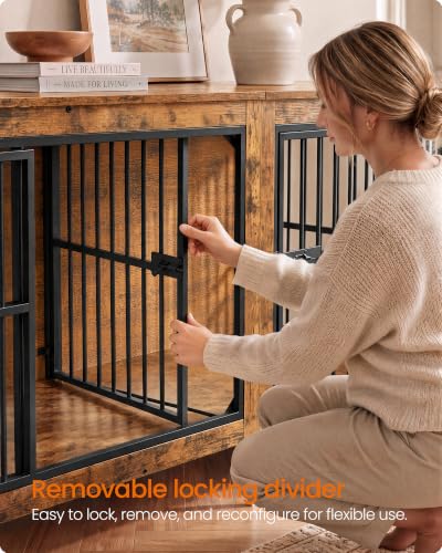 70.9" Dog Crate Furniture, Heavy Duty Double Dog Cage with Divider, view 6