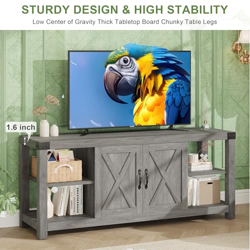 TV Stand for 65 in TV, Farmhouse Entertainment Center with Storage, view 4