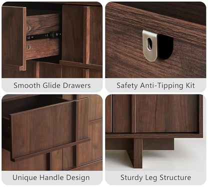 55" Wide 9 Drawer Dresser for Bedroom, Skeleton Line Design, view 5