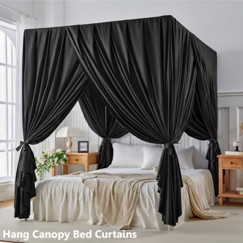 AIKASY Metal Canopy Bed Frame Kit 4 Post Curtain Holder, view 5