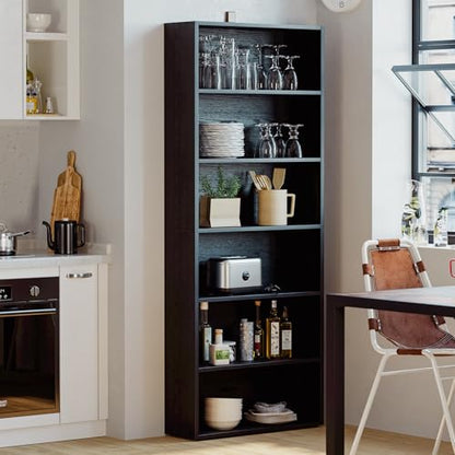 Bookshelves and Bookcases Floor Standing 6 Tiers Display Storage Shelves 70 in Tall Bookcase Home Decor Furniture for Home Office, Living Room, Bed Room