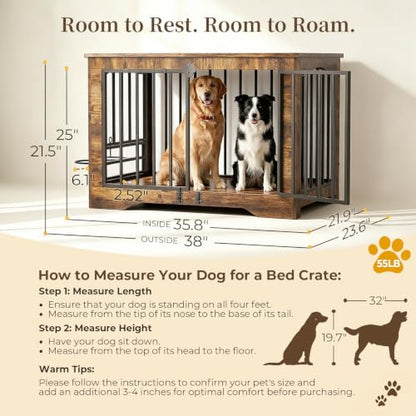 38 Inch Modern Farmhouse Dog Crate Furniture End Table, view 3