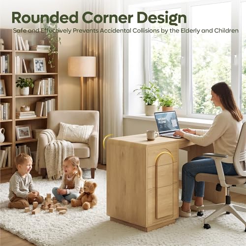 47" Home Office Desk with 3 Drawers, Executive Style, Natural Oak, view 5