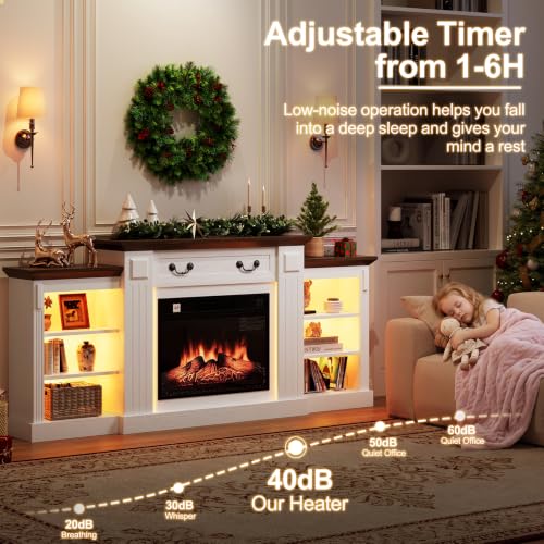 Electric Fireplace TV Stand with Mantel - 72" LED Fire Place, view 6