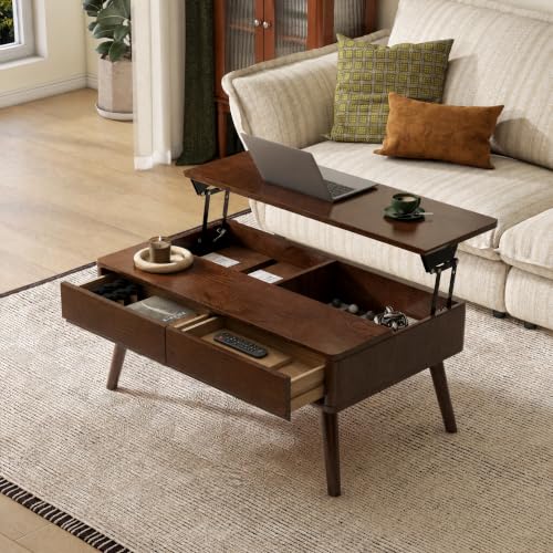 Solid Oak Wood Lift Top Coffee Table for Living Room, Fully-Assembled, view 2
