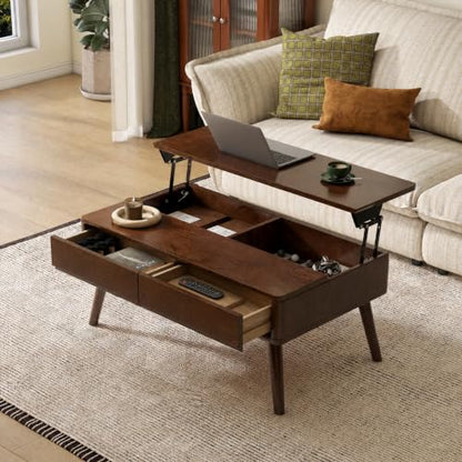 Solid Oak Wood Lift Top Coffee Table for Living Room, Fully-Assembled, view 2