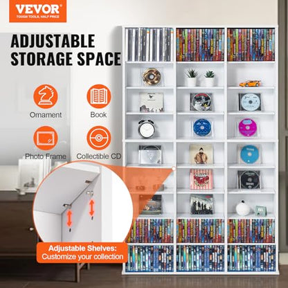Media Storage Cabinet, 9-Layer DVD Shelf, Adjustable CD Shelves 27 Compartments, view 5