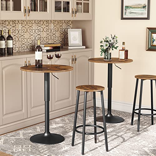 Bar Stools, Set of 2 Bar Chairs, Kitchen Round Height Stools with Footrest, view 3