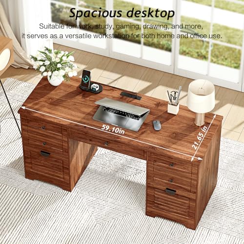 59" Home Office Desks, Executive Desk, view 7