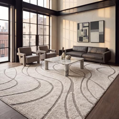 SAFAVIEH Florida Shag Rug 9'x12', Soft Plush Cream & Beige SG471-1113, view 3