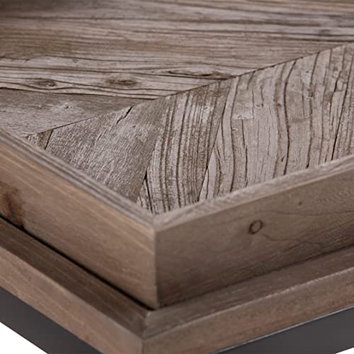 Damien SOLID AGED ELM WOOD and Metal 50 inch Wide Modern Industrial Console Table in Distressed Natural Elm for the Living room Entryway and Bedroom