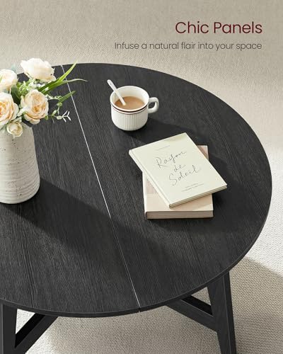 VASAGLE MAEZO Collection - Round Coffee Table, 31.5-Inch Center Table, Tapered Legs, Curved Transitions, Easy to Assemble, for Living Room, Charcoal Gray ULCT251BA01S
