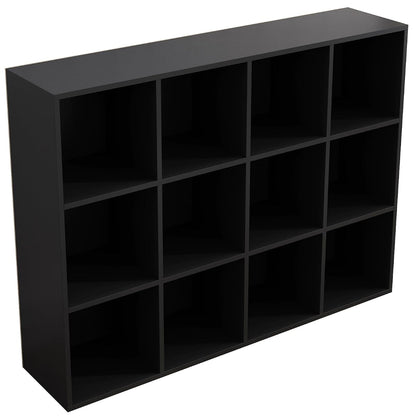 12-Cube Storage Shelf Bookcase, Black