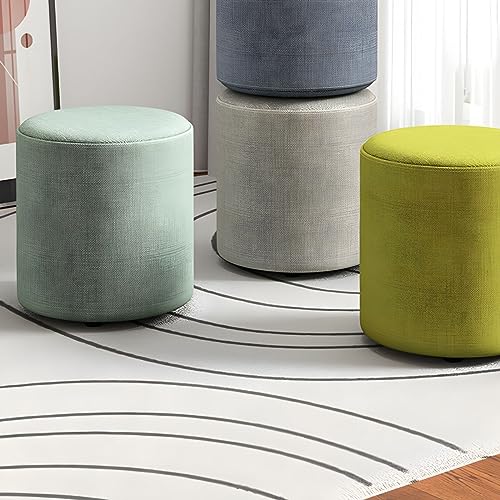 Home Pouf Ottoman, Contemporary Footstool Ottoman Fabric Upholstered Foot Rest Foot Stool Poufs for Bedroom Living Room Home Furniture, 11" L x 11" W x 14" H (Light Gray, 2 Piece Set)