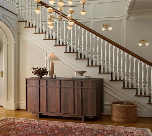 63" Sideboard Buffet Cabinet, Skeleton Lines Design, Walnut, view 7