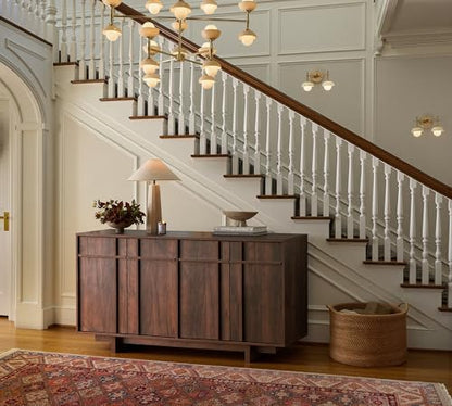 63" Sideboard Buffet Cabinet, Skeleton Lines Design, Walnut, view 7