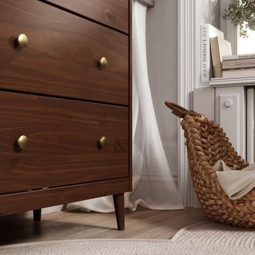 Solid Pine Wood 4 Drawer Dresser Spencer, Walnut, view 8
