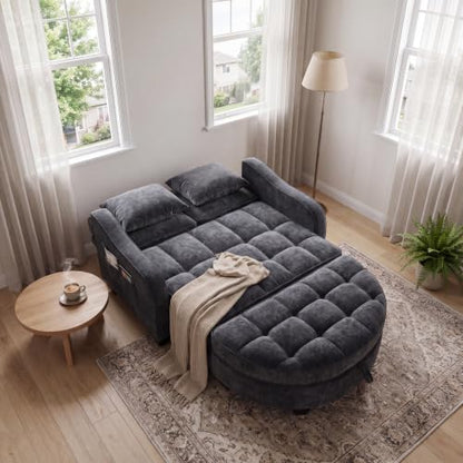Chenille Tufted Loveseat Sofa and Ottoman Set, view 4