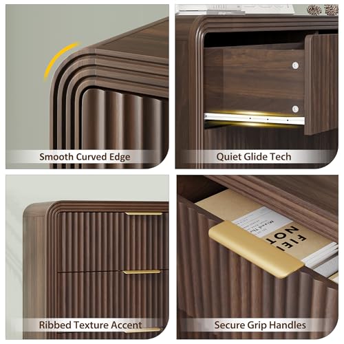 47" W Fluted 6-Drawer Dresser for Bedroom, Walnut, view 6