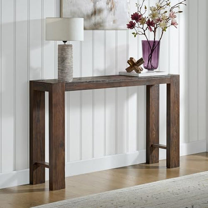 Classic Solid Wood Console Table - 56 Inch Modern Farmhouse Entryway Table - Easy Assembly Living Room Furniture for Behind The Couch, Entryway, or Hallway (Brown)