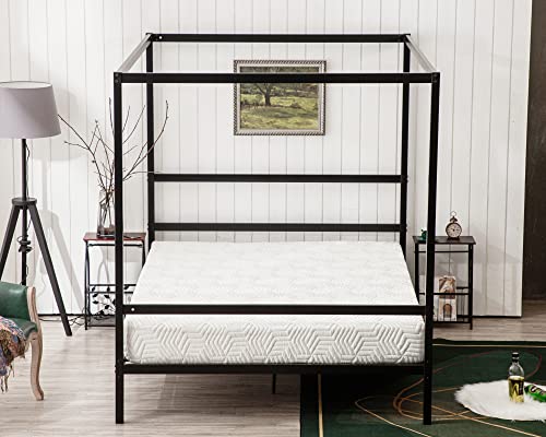 Bonnlo Black Canopy Bed Frame Full with Headboard, view 2