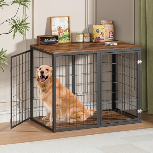 Dog Crate Furniture, 47'' Dog Kennel Indoor with 3 Doors, view 6