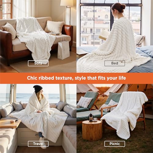 GentleSoft White Throw Blanket for Couch, view 6
