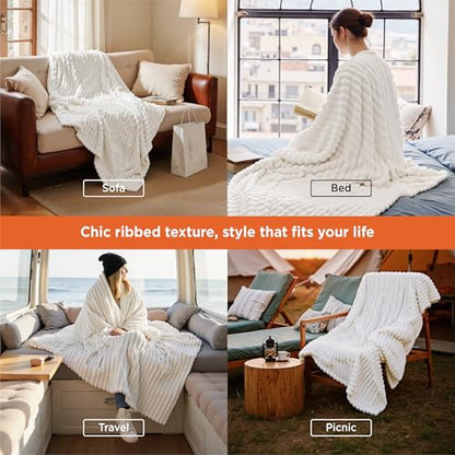 GentleSoft White Throw Blanket for Couch, view 6