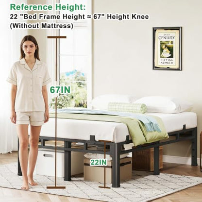 22 Inch King Bed Frame Double Layer 2 in 1 Platform with Round Corner, view 5