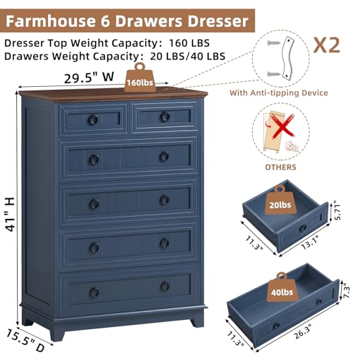 Farmhouse 5 Drawer Dresser for Bedroom, view 3
