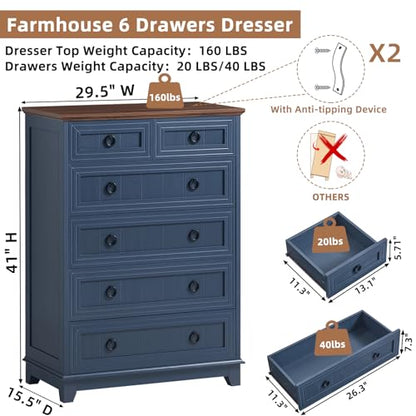 Farmhouse 5 Drawer Dresser for Bedroom, view 3