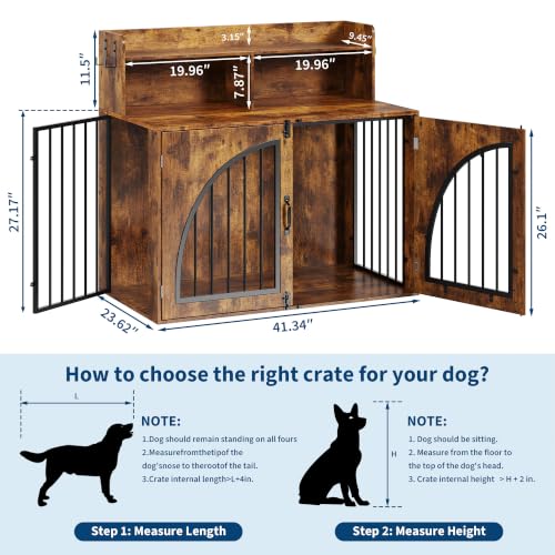 Dog Crate Furniture with Storage for Small/Medium Dogs,Brown, view 3