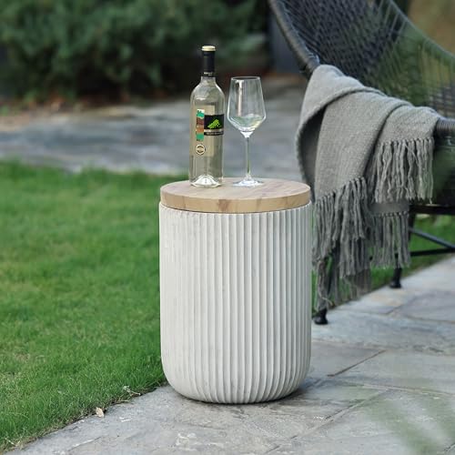 LuxenHome 18" Outdoor Side Table with Storage