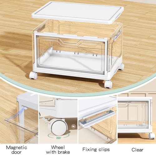 Clear Storage Bins with Lids - 4 Tier 23qt Plastic Stackable Bins, view 4
