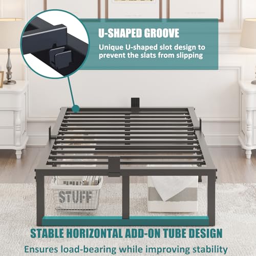 Twin XL Size Bed Frame, 14 Inch Heavy Duty Support 3500 lbs Metal Platform, view 6