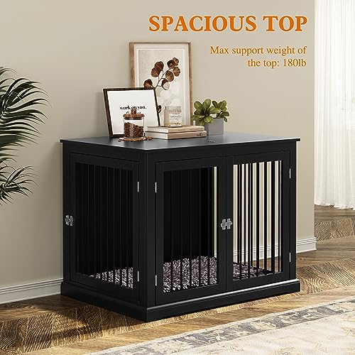 Dog Crate Furniture, Wooden Dog Kennel with Cushion, Dog Crate End Table Large, view 5