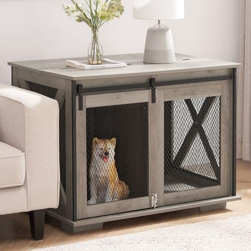 Farmhouse Dog Kennel Furniture with Sliding Barn Door, view 2