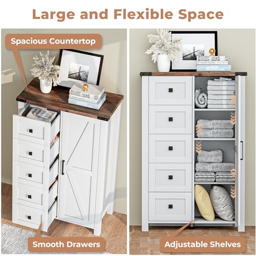 Farmhouse Dresser Storage Cabinet Chest of Drawer for Bedroom, view 6