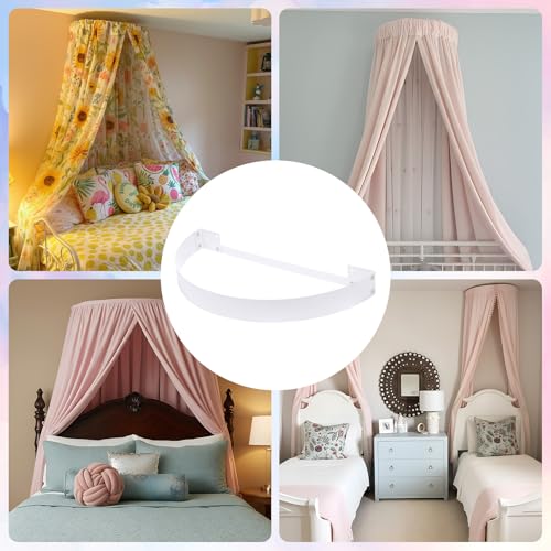 27 Inch DIY Canopy Frame Kit for Rod Pocket Curtains Metal Bed Curtain Kit, view 8