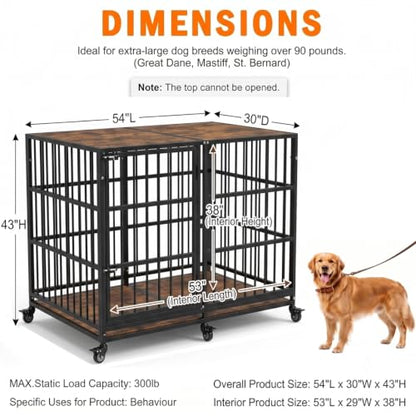BOLDBONE 54'' Dog Crate Furniture, Dog Kennel Indoor for Large/Giant Dogs, view 6