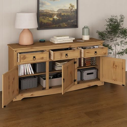 Solid Wood Buffet Sideboard 65.9" W, 16.9" D, 31.6" H, 3 Doors & 3 Drawers, view 7