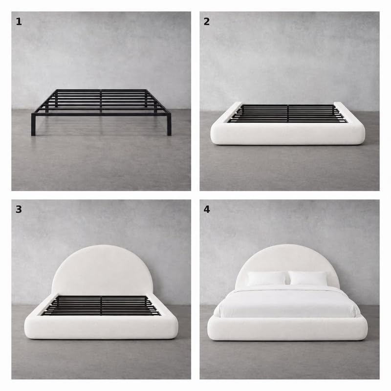 New Round Bed Upholstered Bed Frame –Washable Zip Cover, view 6