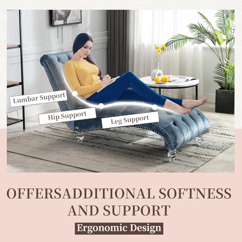Tufted Chaise Lounge Chair Indoor, view 6